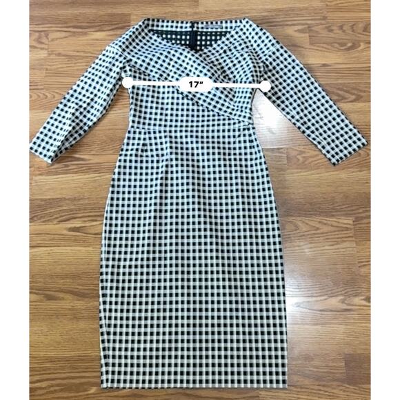 Lela Rose gingham black & white checkered off-the-shoulder midi dress size 10 - Picture 5 of 16